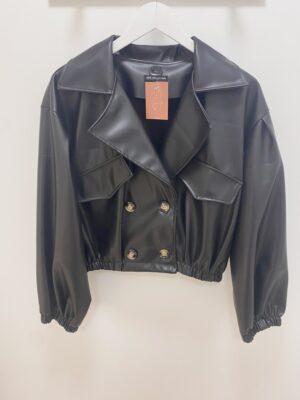 SELENE FAUX LEATHER TRENCH BLACK ONE SIZE