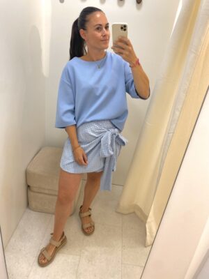 Lona Sweat Tee 3/4 Sleeve Ciel Blue