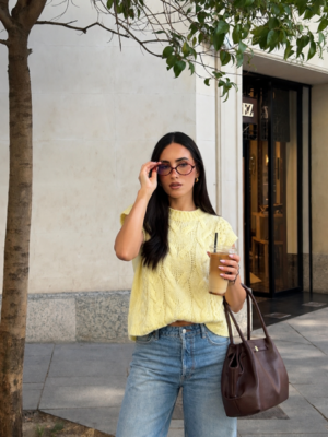 Rane Knit Top Cable Yellow
