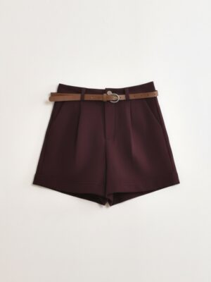 Venna Belted Short Bordeaux
