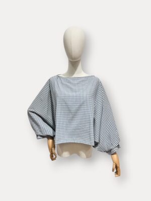 3/4 Sleeve Check Blouse Marine