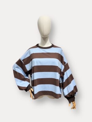 Big Stripe Sweat Choco - Light Blue