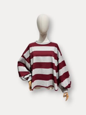 Big Stripe Sweat Grey- Bordeaux