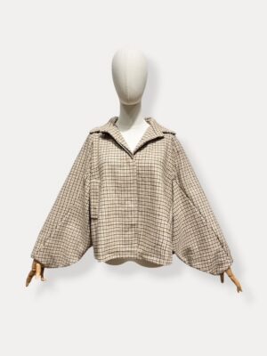 Check Jacket Wide Sleeve Beige