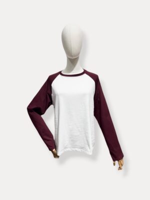 Sweatshirt Double Color White - Bordeaux