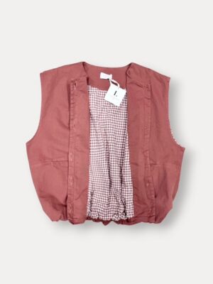 Home Cotton Gilet Buttons Terracotta