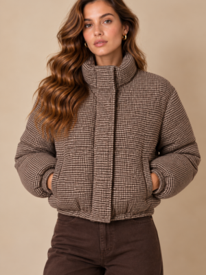 Pied De Poule Jas Winter Marron