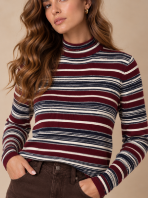 Pip Basic Longsleeve Col Stripe Bordeaux