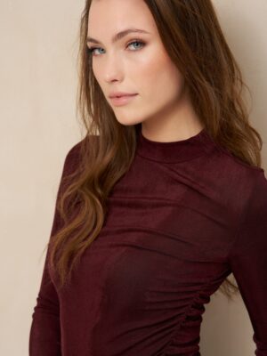 Home Top Kelly - Gathered Top Burgundy